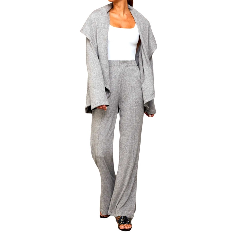 CARBON38 Split Bootcut Knit Sweatpants High-Rise Travel Sporty Quiet Luxury NWT